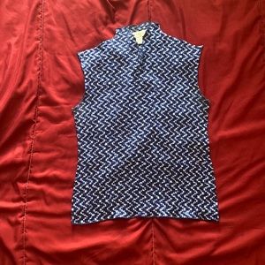 Vibrant different hues of blue sexy neck blouse!